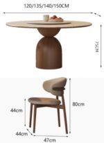 【ダイニングセット】無垢材ドラムペデスタル 丸テーブル＋チェアセット｜焼結石天板｜ターンテーブル付き｜完全受注製作 - Image 10