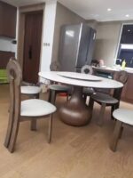 【ダイニングセット】無垢材ティアドロップペデスタル 丸テーブル＋チェアセット｜焼結石天板｜ターンテーブル付き｜完全受注製作 - Image 11