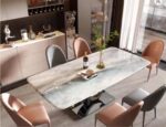 イタリアン モダン ダイニングセット「Pendolo」| セラミック（焼結石）× ステンレス | 160cm／180cm | 4人掛け／6人掛け - Image 2