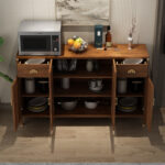 CREDENZA（クレデンツァ）サイドボード｜オリエンタルモダン｜玄関 リビング ダイニング｜収納キャビネット 彫刻扉 真鍮調金具｜幅100cm〜140cm - Image 3