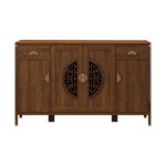 CREDENZA（クレデンツァ）サイドボード｜オリエンタルモダン｜玄関 リビング ダイニング｜収納キャビネット 彫刻扉 真鍮調金具｜幅100cm〜140cm - Image 2